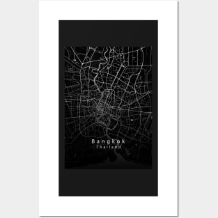 Bangkok Thailand City Map dark Posters and Art